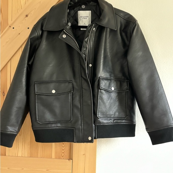 Abercombie & Fitch Black Leather Jacket - Picture 1 of 5